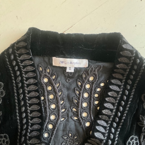 Johnny Was Black Velvet embroidered draped jacket Kimono Small - Picture 3 of 14